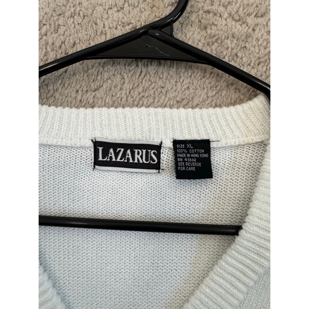 Men's‎ LAZARUS V-Neck Sweater XL White with Tennis Player Embroidery - Picture 7 of 10